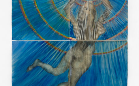Sandra Vásquez de la Horra, Saludos a Olorum (Greetings to Olorum), 2021. Graphite pencil, watercolor, and wax on paper; 84¼ × 61 in. © and courtesy of the artist. Photo © Eric Tschernow.