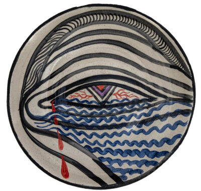 Un Mar de lágrimas, 2022 Glazed ceramic t = 10, Ø 48 cm | d = 4, Ø 19 i