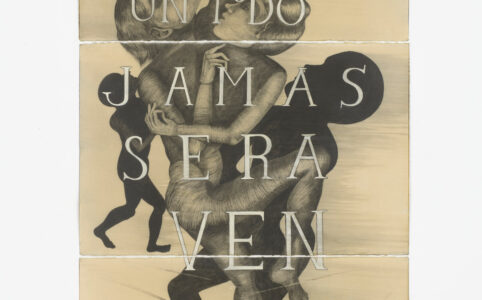 Sandra Vasquez de la Horra, El pueblo unido jamas sera vencido (The People United Will Never Be Defeated), 2020. Graphite pencil, gouache (opaque watercolor), and wax on paper; 93 × 42¾ in. © and courtesy of the artist. Photo © Eric Tschernow.