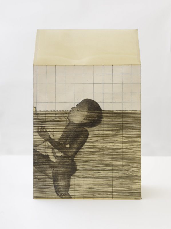 El Mito de la Piscina Sculpture. Graphite on paper, wax, 2017, 54 x 34,5 x 14,5 cm