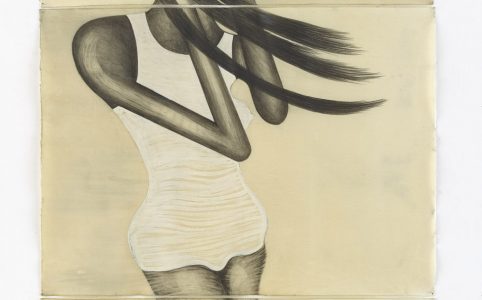 El Viento Drawing on paper, wax, 2016, 3 parts, 235 x 106 cm