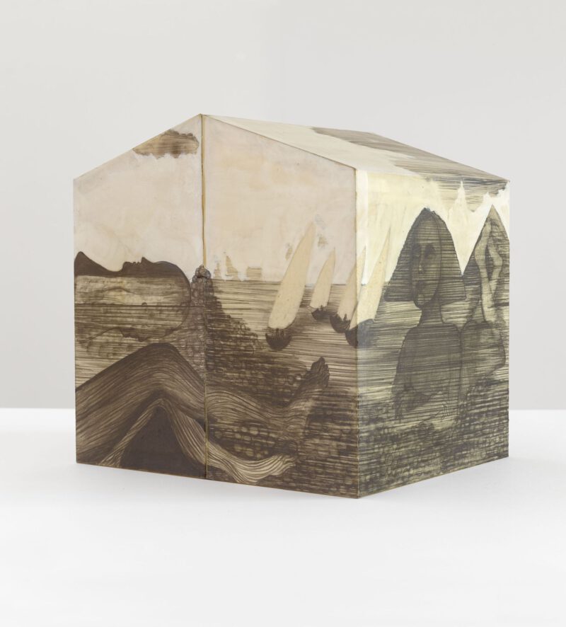 Fata Morgana 2019 tridimensional drawing, graphite on paper dipped in beeswax 36 x 30 x 36 cm